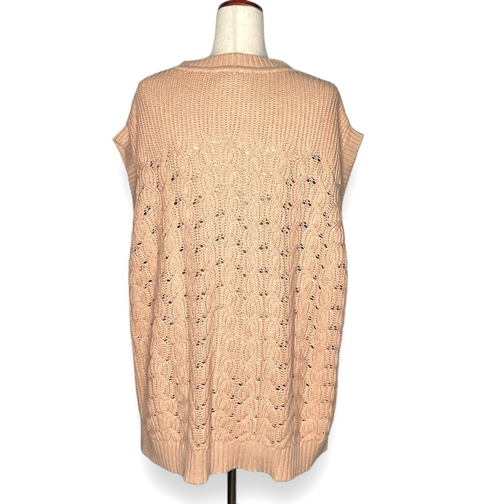 Pact Blush Pink Chunky Knit Cap Sleeve Crewneck Sweater Vest Size XXLarge - Picture 5 of 8